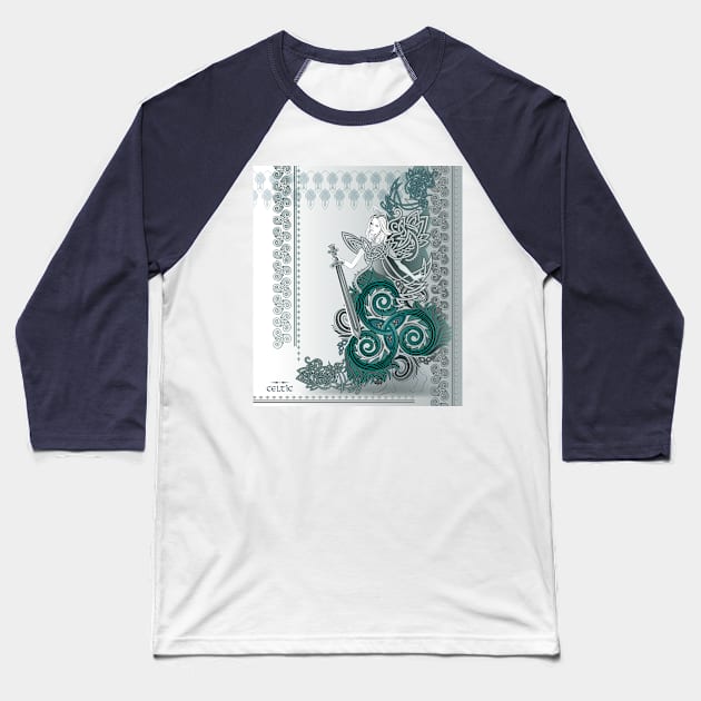 Celtic fairy holding sword Baseball T-Shirt by Artist Natalja Cernecka